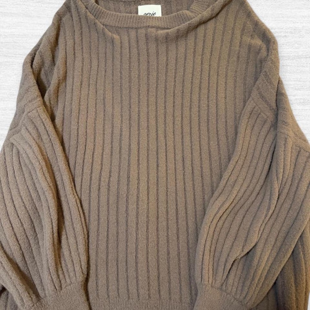 Tan Aerie Ribbed Knit Sweater